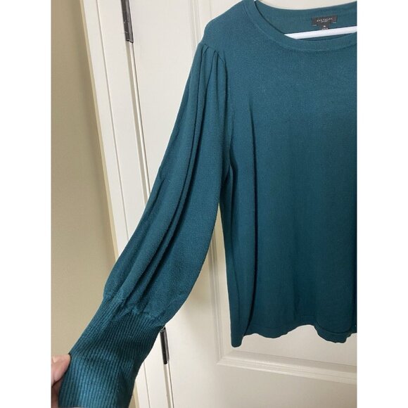 Ann Taylor Factory XL Teal Green Puff-Sleeve Knit • Feminine • Office to Weekend - Picture 2 of 5